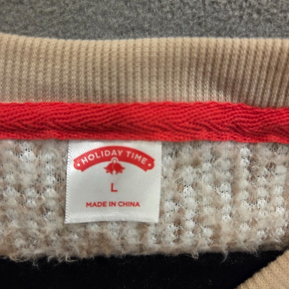 Holiday Time Sweater Womens Large Beige Pullover Dachshund Through The Snow Dog - Picture 4 of 6